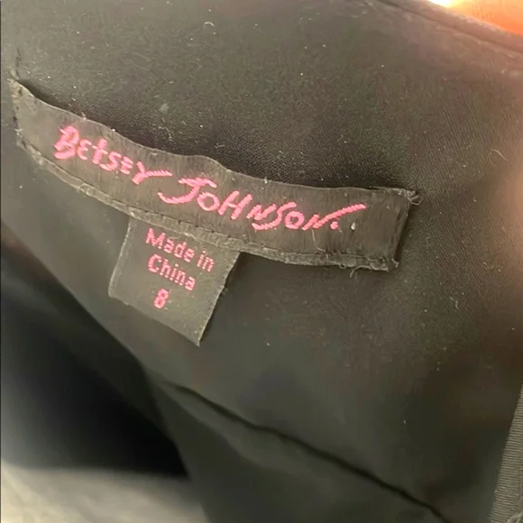 90s Betsey Johnson Silk Dress, Spaghetti Strap Midi Black with Pink Roses - Picture 3 of 9